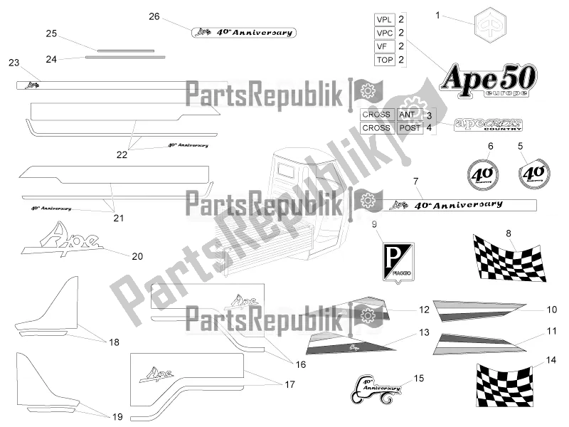 All parts for the Plates - Emblems of the APE 50 C 80 2009 - 2022