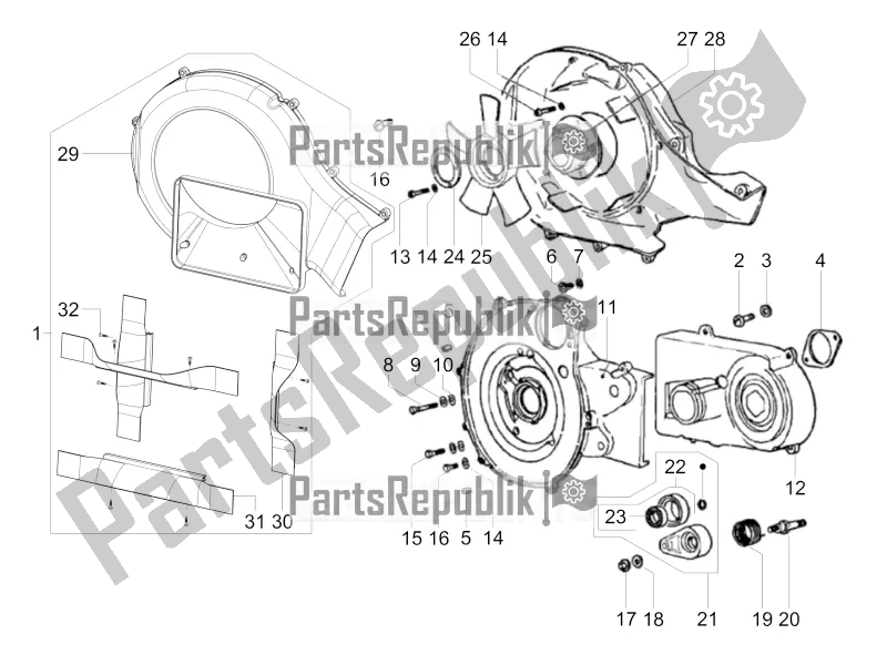 All parts for the Crankcase Cover - Crankcase Cooling of the APE Calessino 422 2007 - 2012