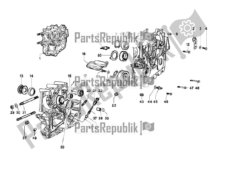 All parts for the Crankcase of the APE Calessino 422 2007 - 2012