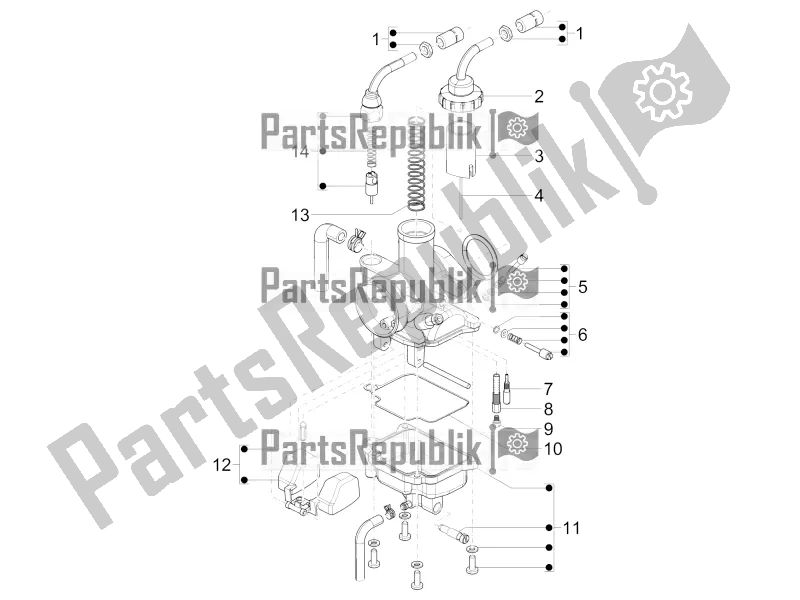 Alle onderdelen voor de Carburateur Onderdelen van de APE Calessino 200 2013 - 2022