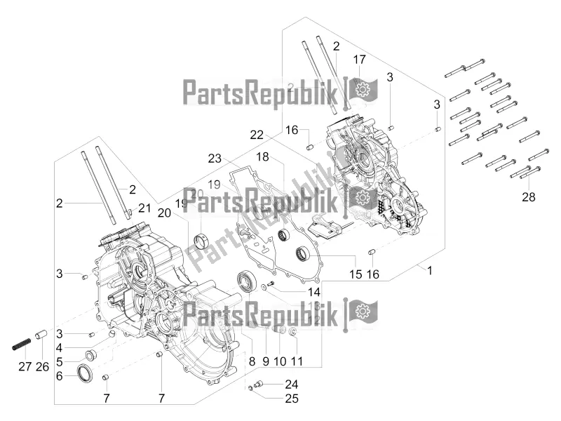 All parts for the Crankcase of the APE Calessino 200 2013 - 2022