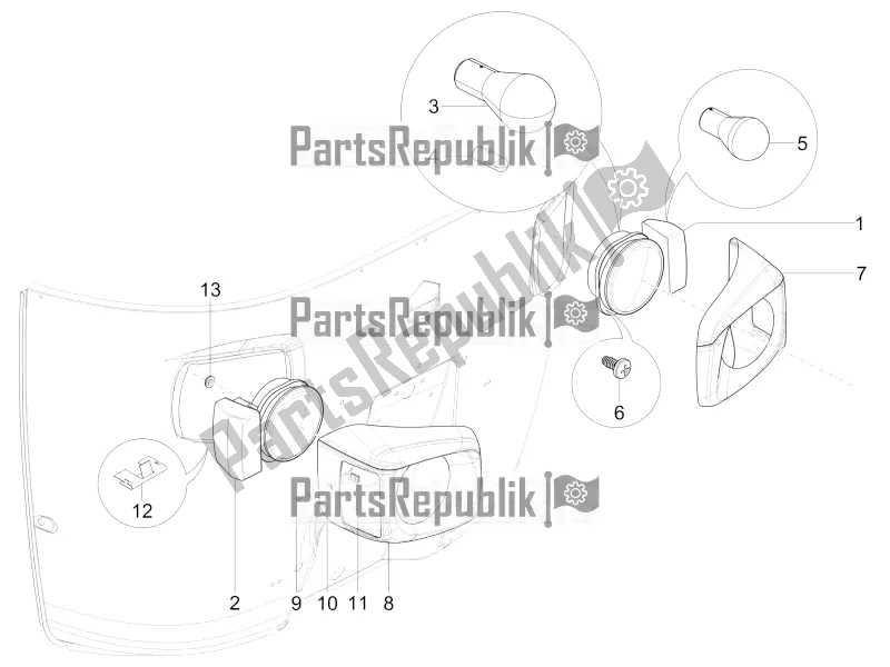 All parts for the Front Headlamps - Turn Signal Lamps of the APE Calessino 200 2013 - 2022