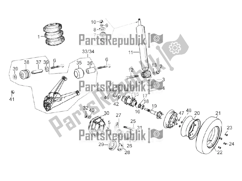 Toutes les pièces pour le Suspension Arrière - Amortisseur / S du APE Calessino 200 2013 - 2022