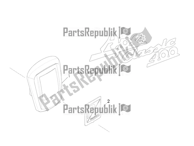 Todas as partes de Placas - Emblemas do APE Classic 400 2014 - 2022