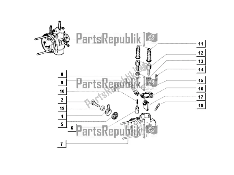 Tutte le parti per il Carburatore del APE MIX 50 CC 2T C 80 1998 - 2008