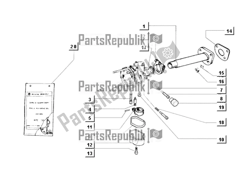 Tutte le parti per il Carburatore del APE MIX 50 CC 2T C 80 1998 - 2008