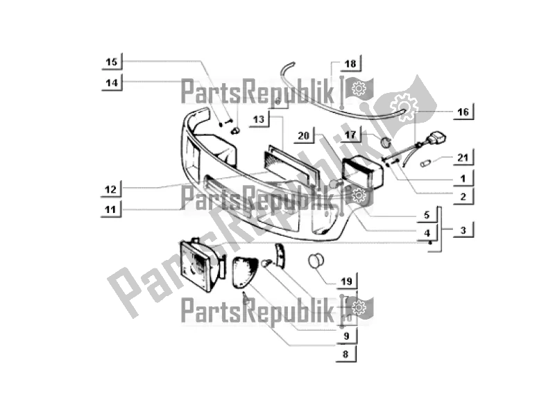 All parts for the Fr. Protection - Headlamp Group of the APE MIX 50 CC 2T C 80 1998 - 2008