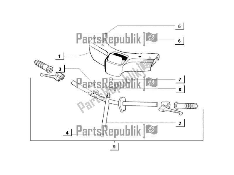All parts for the Handlebars, Assy - Handlebar Cover of the APE MIX 50 CC 2T C 80 1998 - 2008