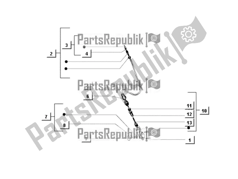 Toutes les pièces pour le Speedometer Cable du APE MIX 50 CC 2T C 80 1998 - 2008