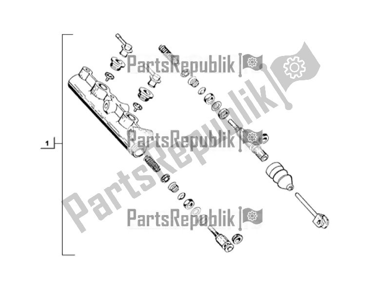 All parts for the Master Cylinder of the APE TM 703 220 CC 2T 1997 - 1999