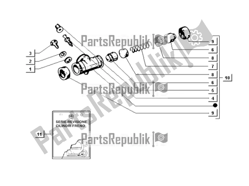 Alle onderdelen voor de Rear Wheel Brake Cylinder van de APE TM 703 220 CC 2T 1997 - 1999