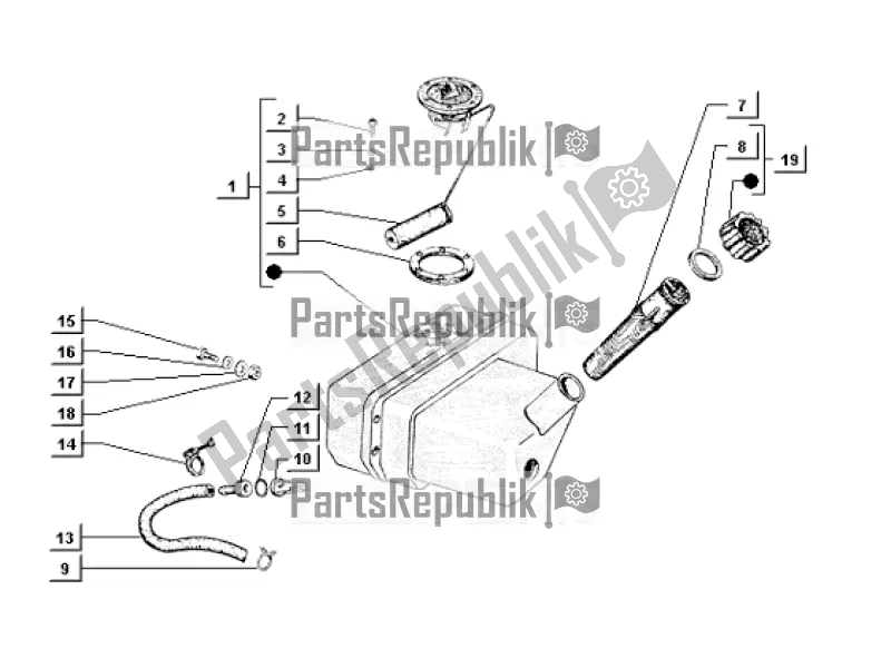 Alle onderdelen voor de Olie Tank van de APE TM 703 FL2 220 CC 2T 1999 - 2004