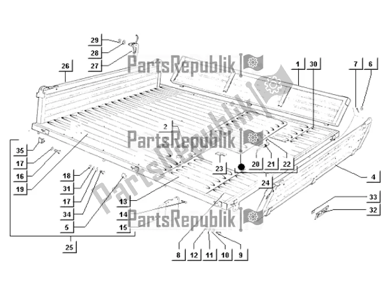 Alle onderdelen voor de Open Box Body (metal Sheet) van de APE TM 703 FL2 220 CC 2T 1999 - 2004