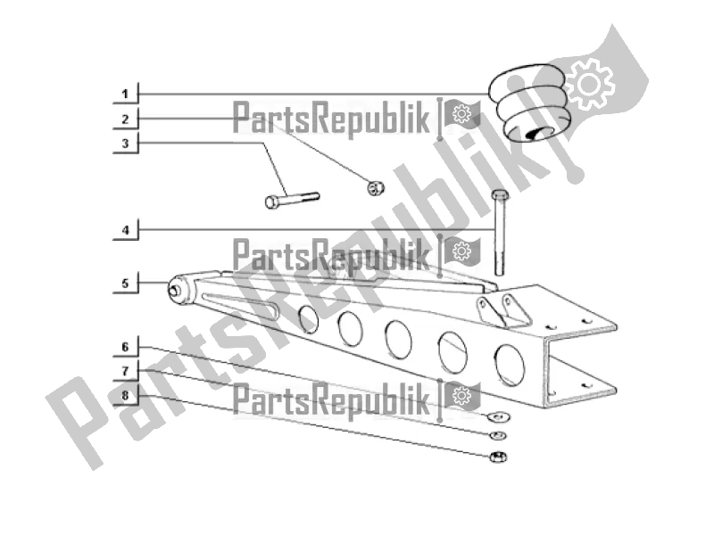 Alle onderdelen voor de Rear Suspension Triangle van de APE TM 703 FL2 220 CC 2T 1999 - 2004