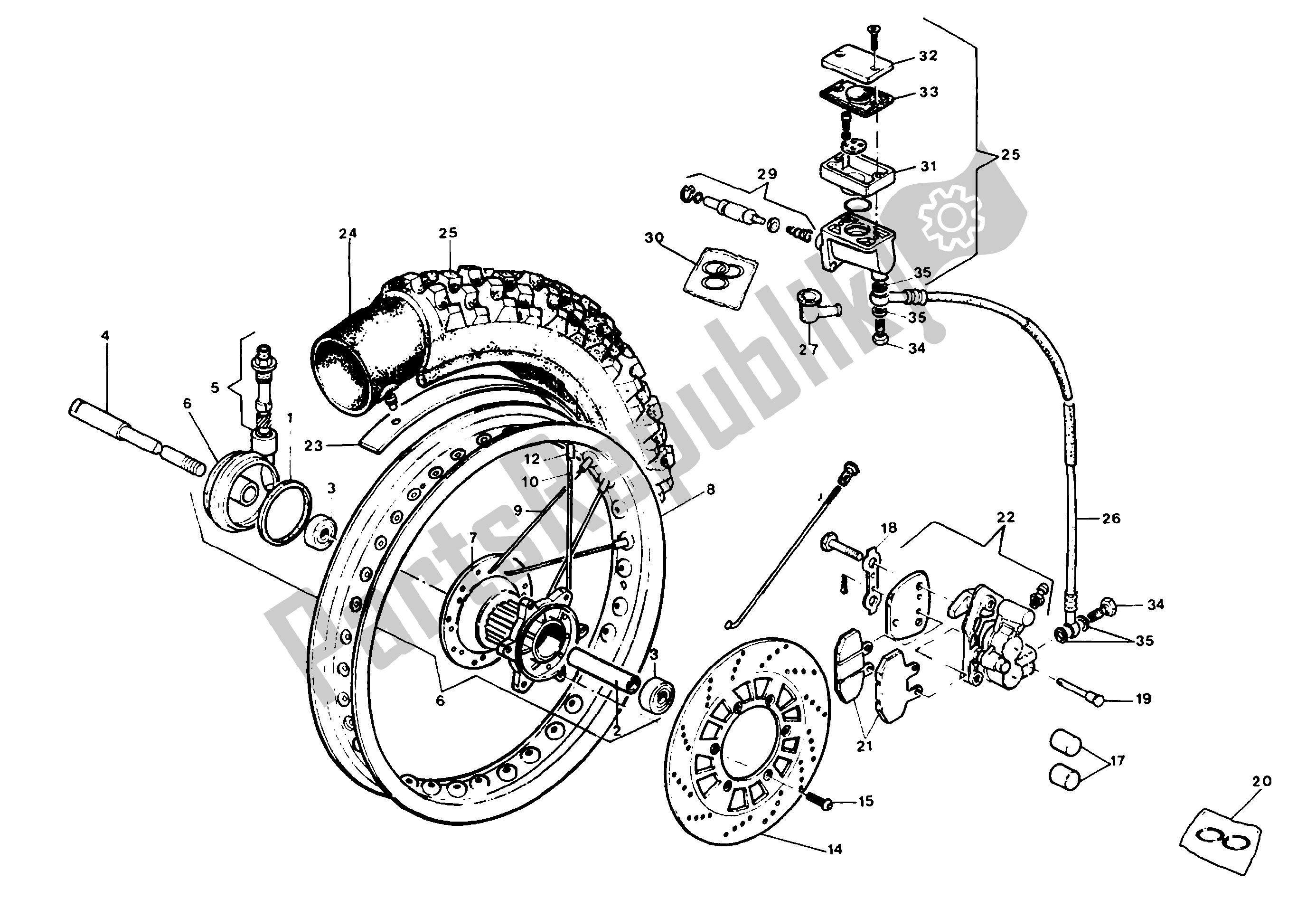 All parts for the Front Wheel of the Aprilia Tuareg 125 1985