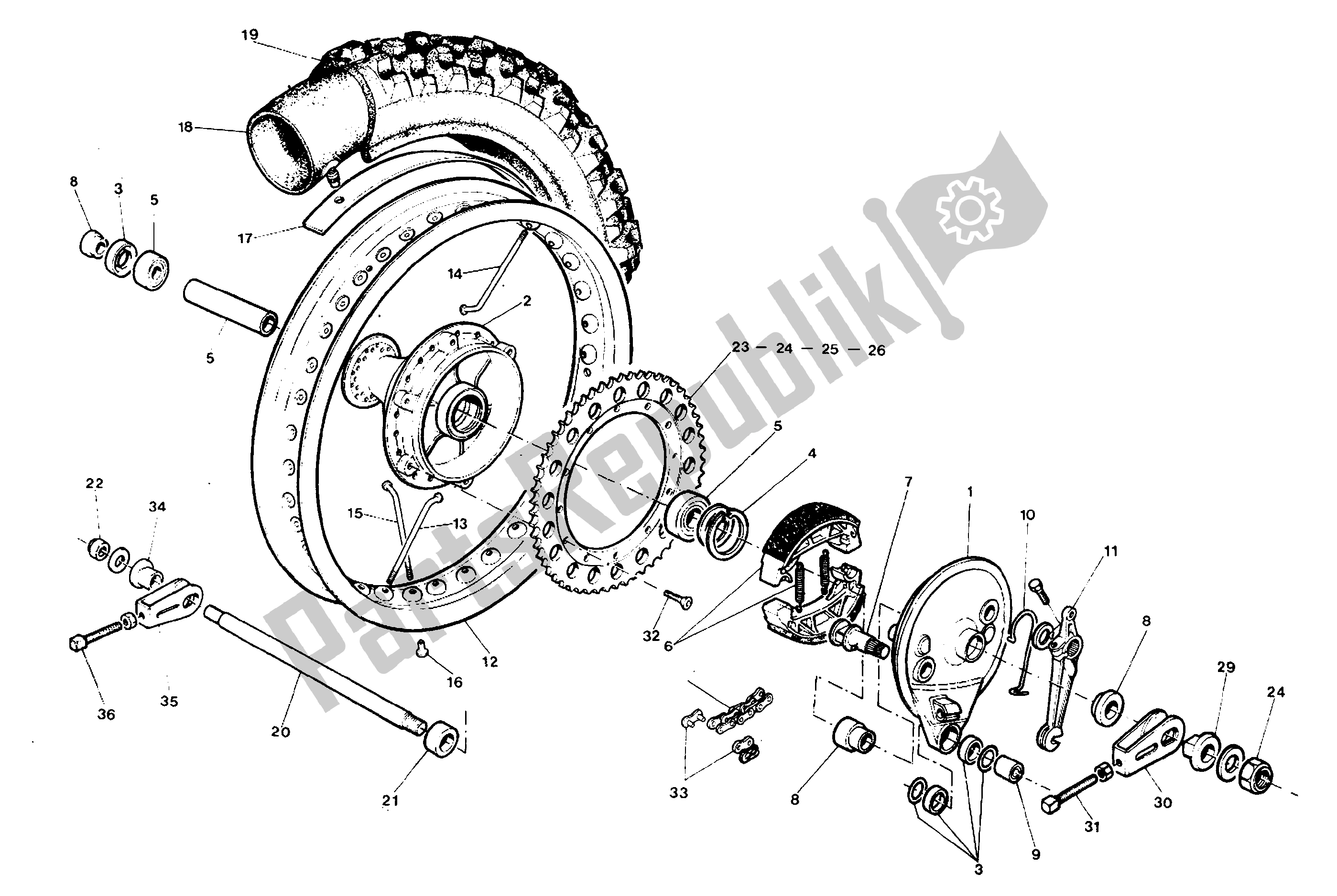 Toutes les pièces pour le Roue Arrière du Aprilia Tuareg 150 1985