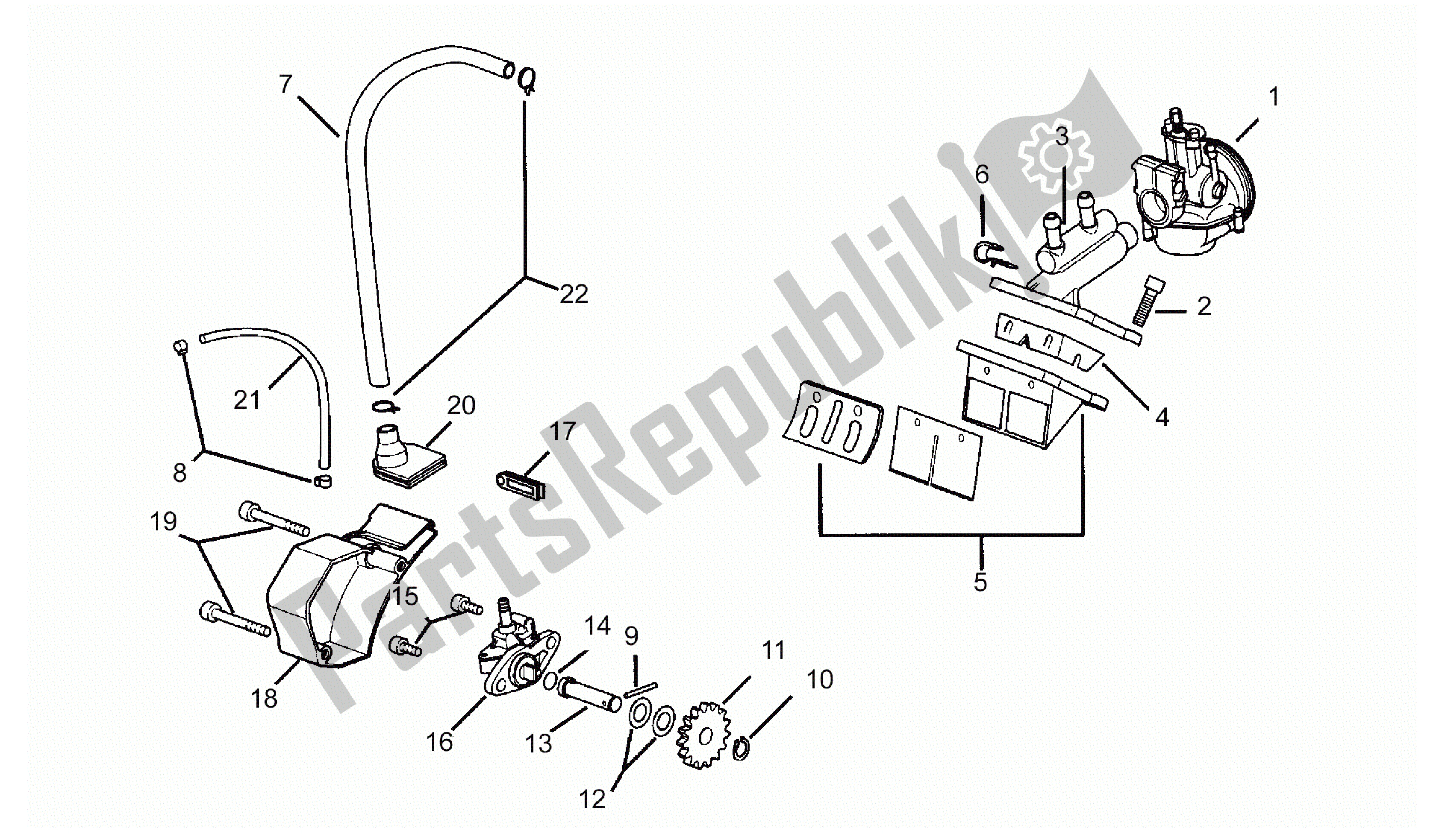 Tutte le parti per il Carburatore del Aprilia Minarelli 50 1990 - 1999