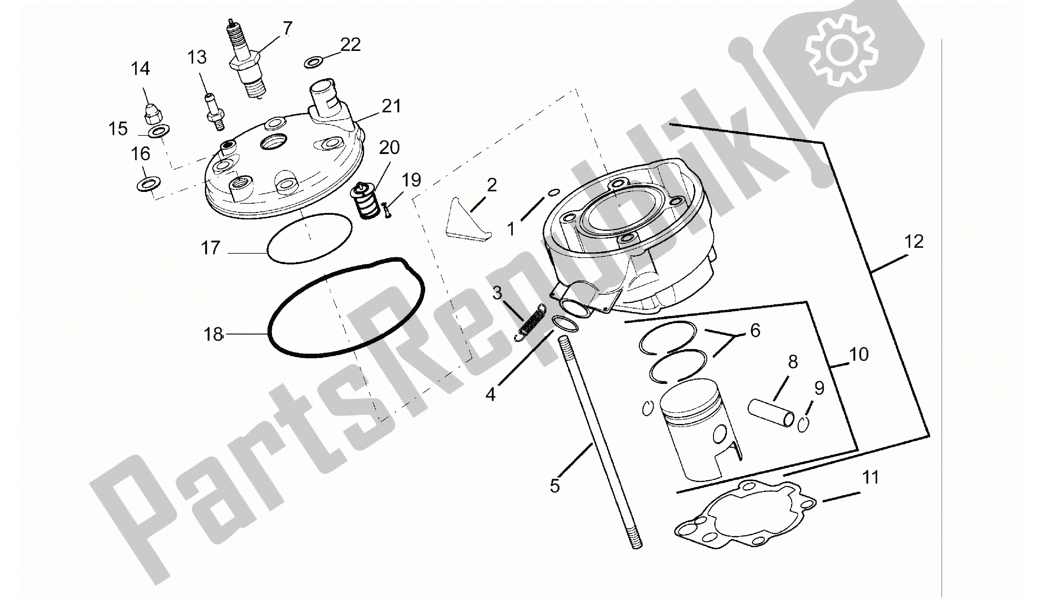 All parts for the Cylinder - Cylinder Head of the Aprilia Minarelli 50 1990 - 1999