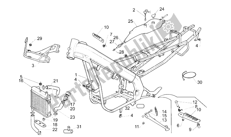 Todas as partes de Quadro, Armação do Aprilia RS 50 1993