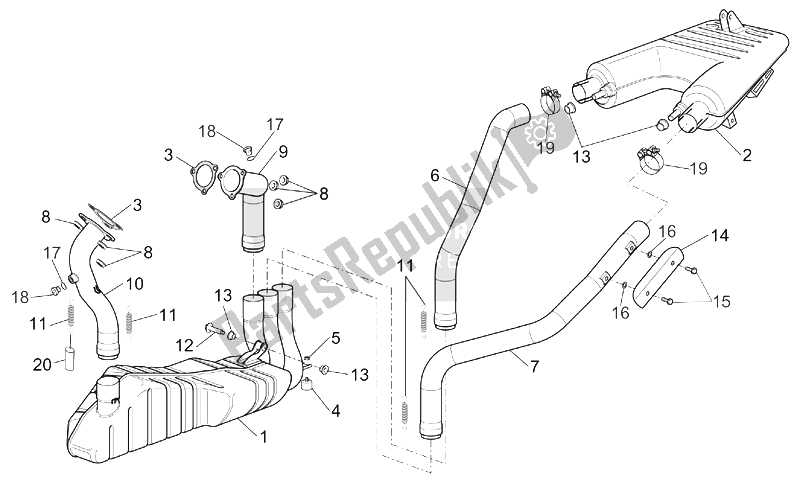 Toutes les pièces pour le Tuyau D'échappement du Aprilia RST 1000 Futura 2001