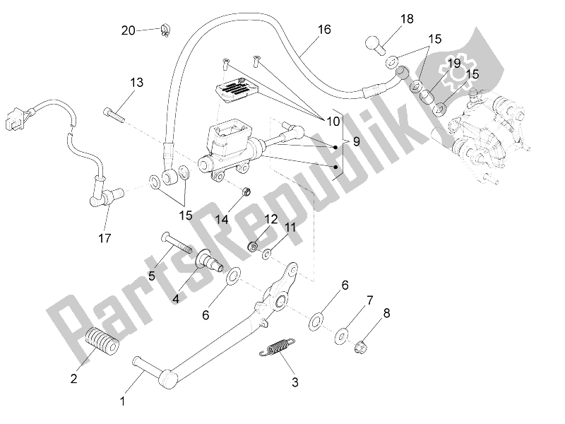 Tutte le parti per il Pompa Freno Posteriore del Aprilia RS4 125 4T 2011