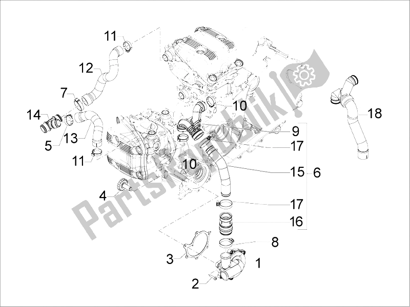 Alle Teile für das Kühlerpumpe des Aprilia SRV 850 4T 8V E3 2012