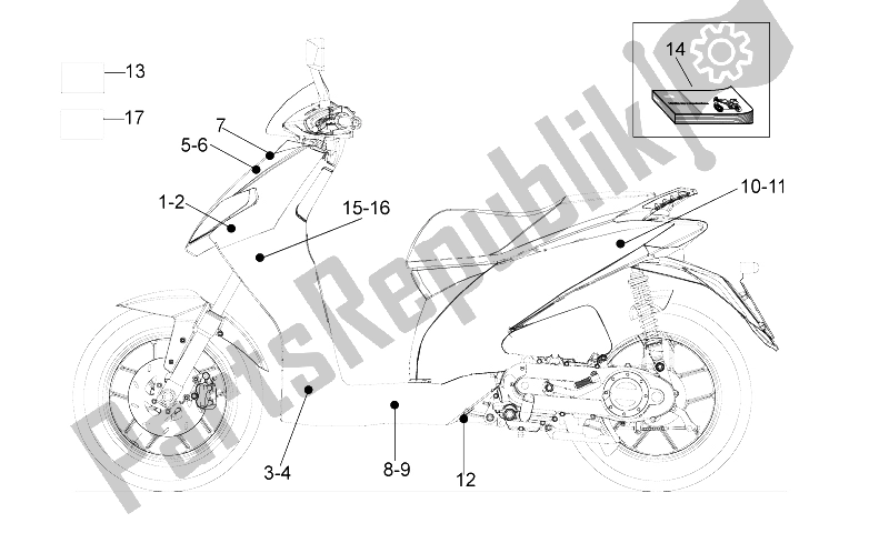 All parts for the Plates - Emblems of the Aprilia SR Motard 125 4T E3 2012