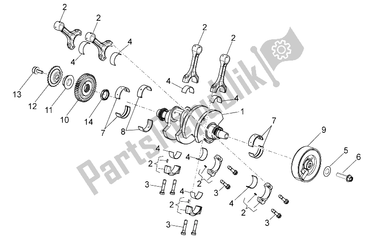 Alle onderdelen voor de Arbre Moteur van de Aprilia Tuono V4 1100 RR USA CND 2016