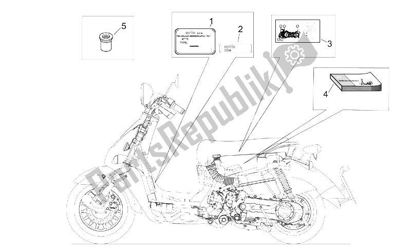 All parts for the Plate Set And Handbook (2) of the Aprilia Mojito 125 1999