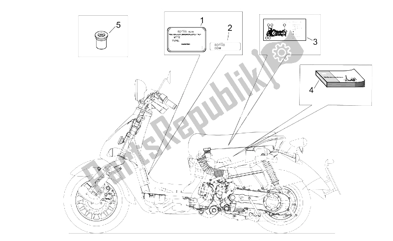 Toutes les pièces pour le Jeu D'assiettes Et Manuel (2) du Aprilia Mojito 125 1999