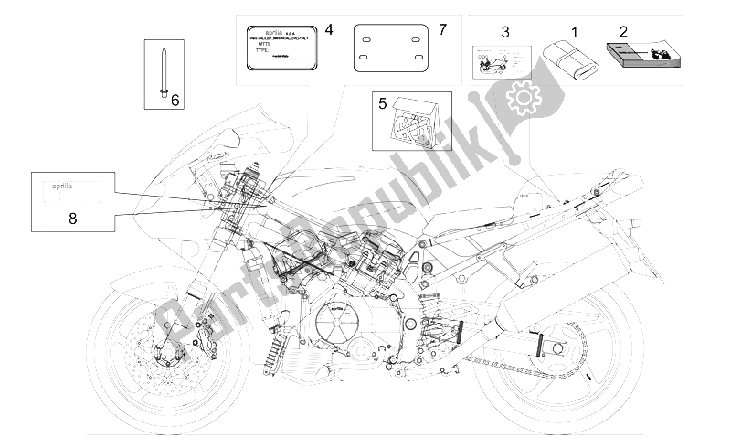 Alle onderdelen voor de Sticker En Plaat Set van de Aprilia SL 1000 Falco 2000