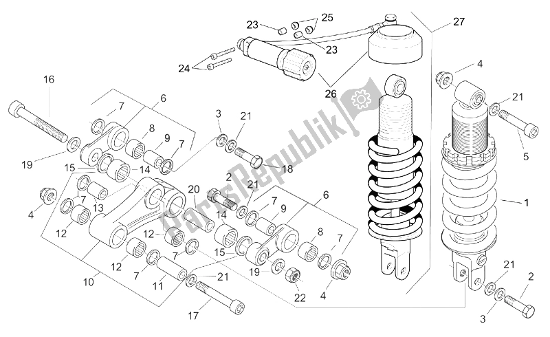 All parts for the Rear Shock Absorber of the Aprilia Pegaso 650 IE 2001