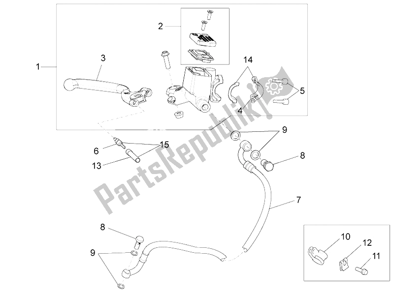 All parts for the Front Master Cilinder of the Aprilia RS4 125 4T 2011