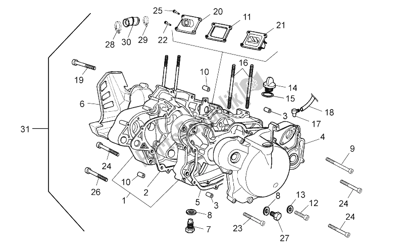 All parts for the Crankcase of the Aprilia SX 50 2014