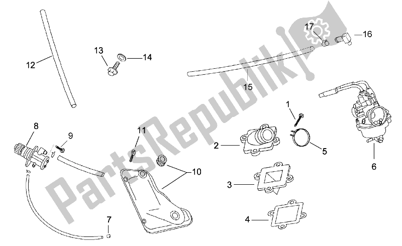 All parts for the Carburettor - Oil Pump Assy. Of the Aprilia Gulliver 50 H2O 1996