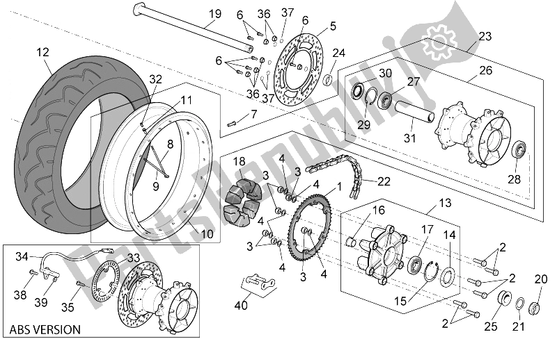 Toutes les pièces pour le Roue Arrière du Aprilia ETV 1000 Capo Nord 2004