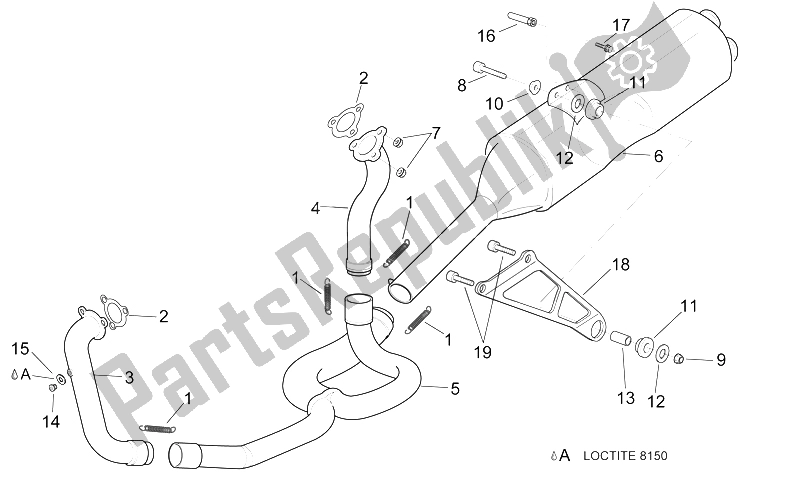 All parts for the Exhaust Pipe of the Aprilia RSV Mille 1000 2000