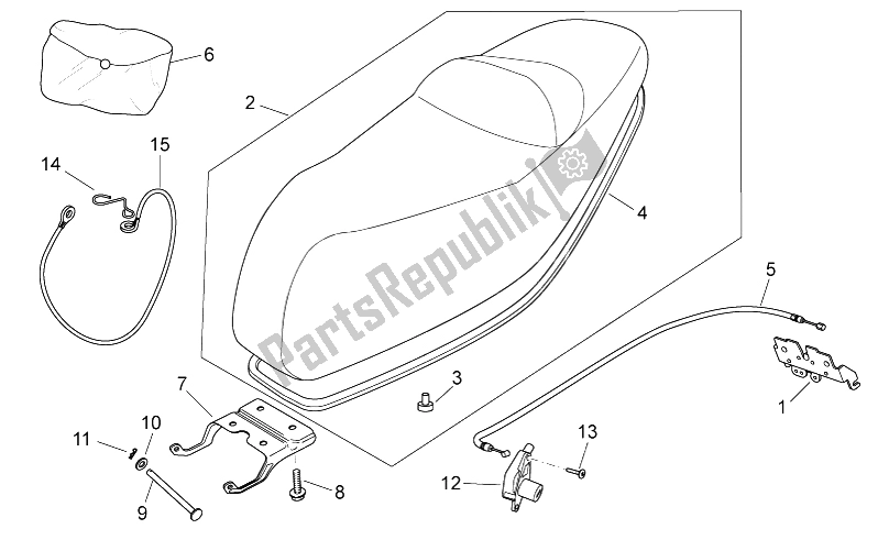 All parts for the Saddle of the Aprilia Atlantic 300 2010