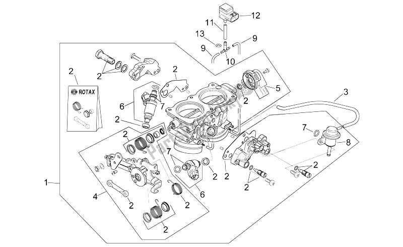 Alle Teile für das Drosselklappengehäuse des Aprilia RSV Mille SP 1000 1999