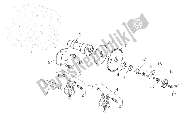 All parts for the Camshaft of the Aprilia Sport City 125 200 E2 2004