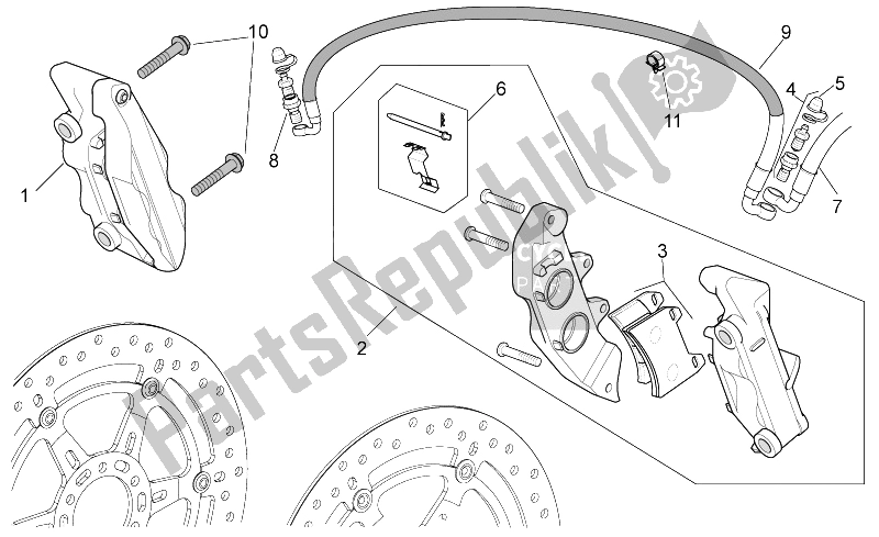 Todas las partes para Pinza De Freno Delantero de Aprilia Tuono V4 1100 Factory USA CND 2016