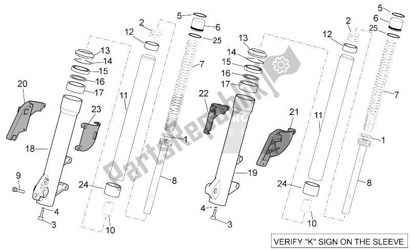 All parts for the Kaifa Front Fork - Hubs, Sleeves of the Aprilia Atlantic 500 2001