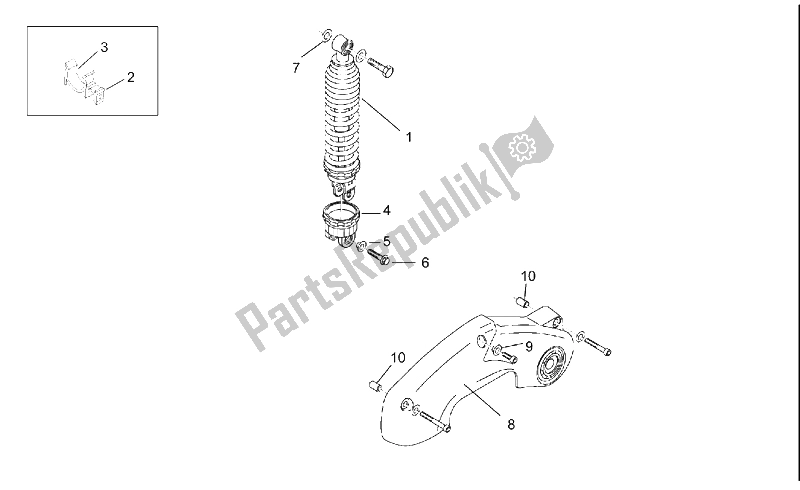 All parts for the Shock Absorber of the Aprilia Rally 50 H2O 1996