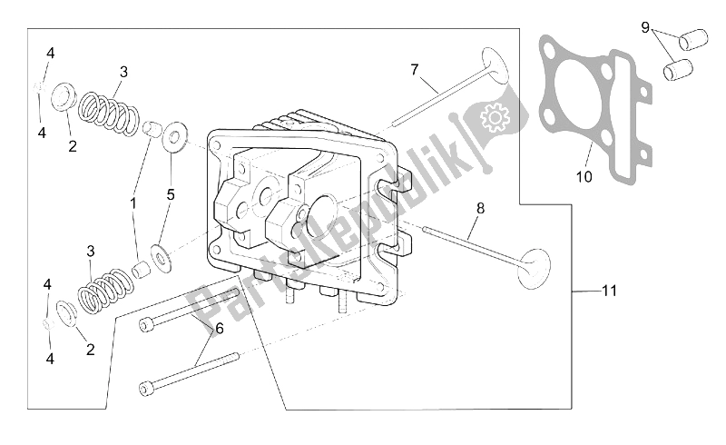 Toutes les pièces pour le Culasse - Soupapes du Aprilia Scarabeo 50 4T 2V E2 2002