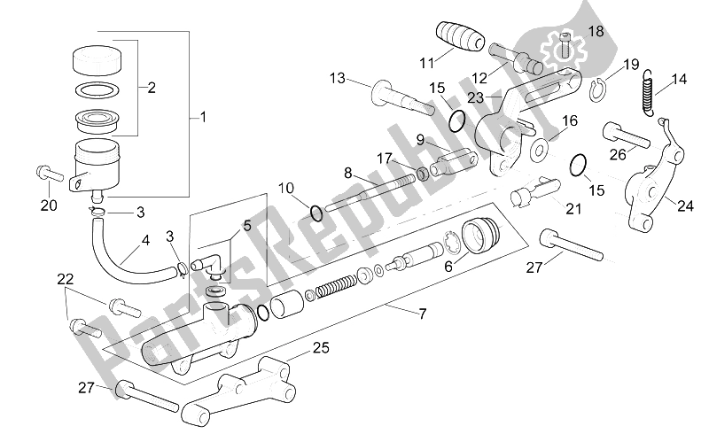 Toutes les pièces pour le Maître-cylindre Arrière du Aprilia RSV Mille 1000 2000