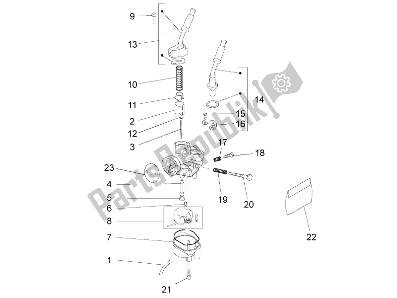 All parts for the Carburettor (2) of the Aprilia RS4 50 2T 2014