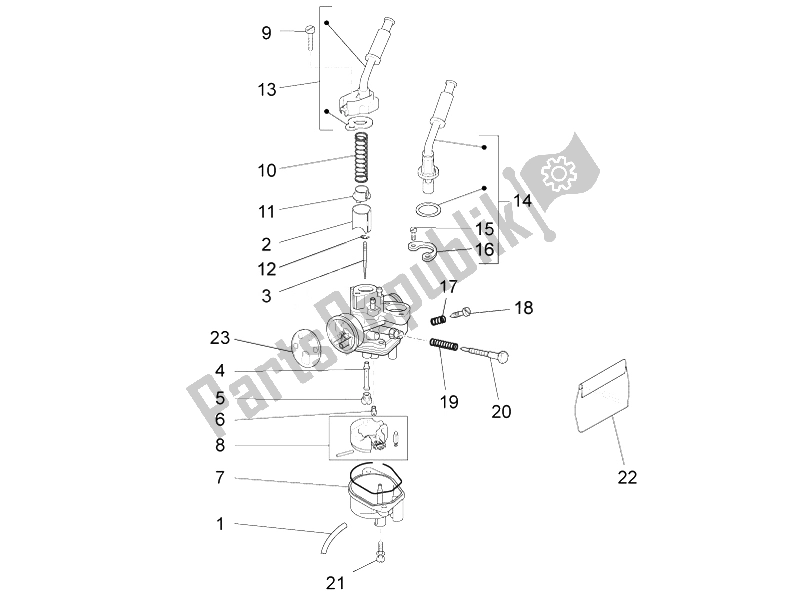 All parts for the Carburettor (2) of the Aprilia RS4 50 2T 2014