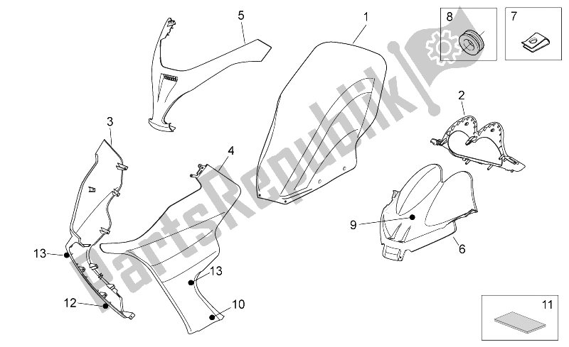 Toutes les pièces pour le Corps Avant I du Aprilia Atlantic 125 E3 2010