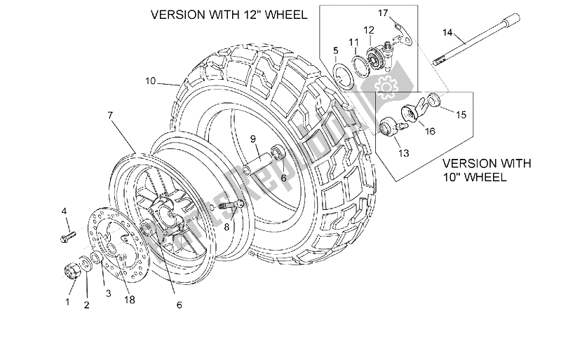Alle onderdelen voor de Voorwiel van de Aprilia Rally 50 H2O 1996