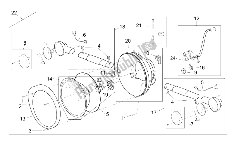 Toutes les pièces pour le Phare du Aprilia Scarabeo 125 250 E2 ENG Piaggio 2004